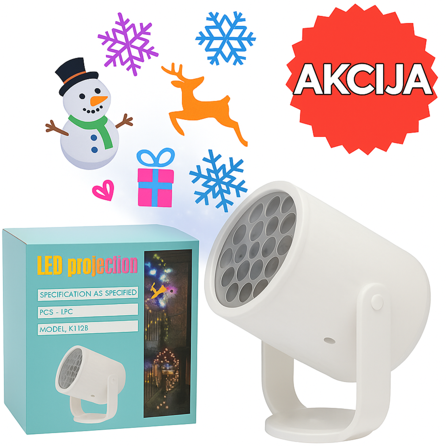 NOVOGODIŠNJI LED PROJEKTOR