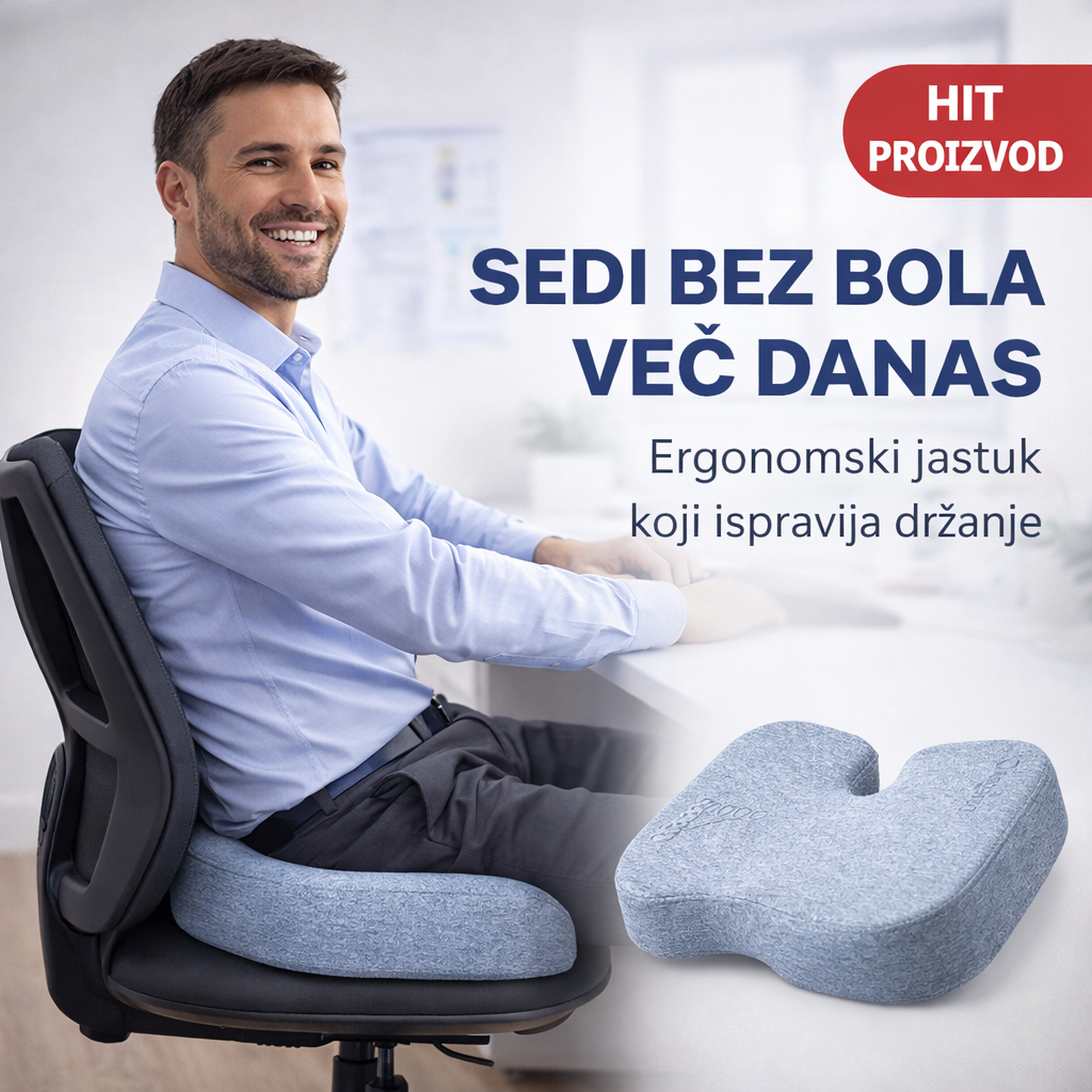 Anatomsko-ortopedski Jastuk koji uklanja bol u leđima i čini sedenje udobnim