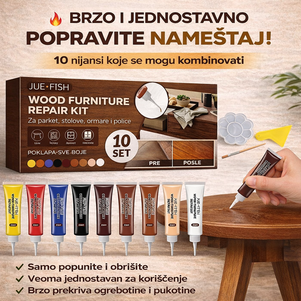 NAMEŠTAJ KAO NOV-set za popravku namestaja(10 različitih nijansi)