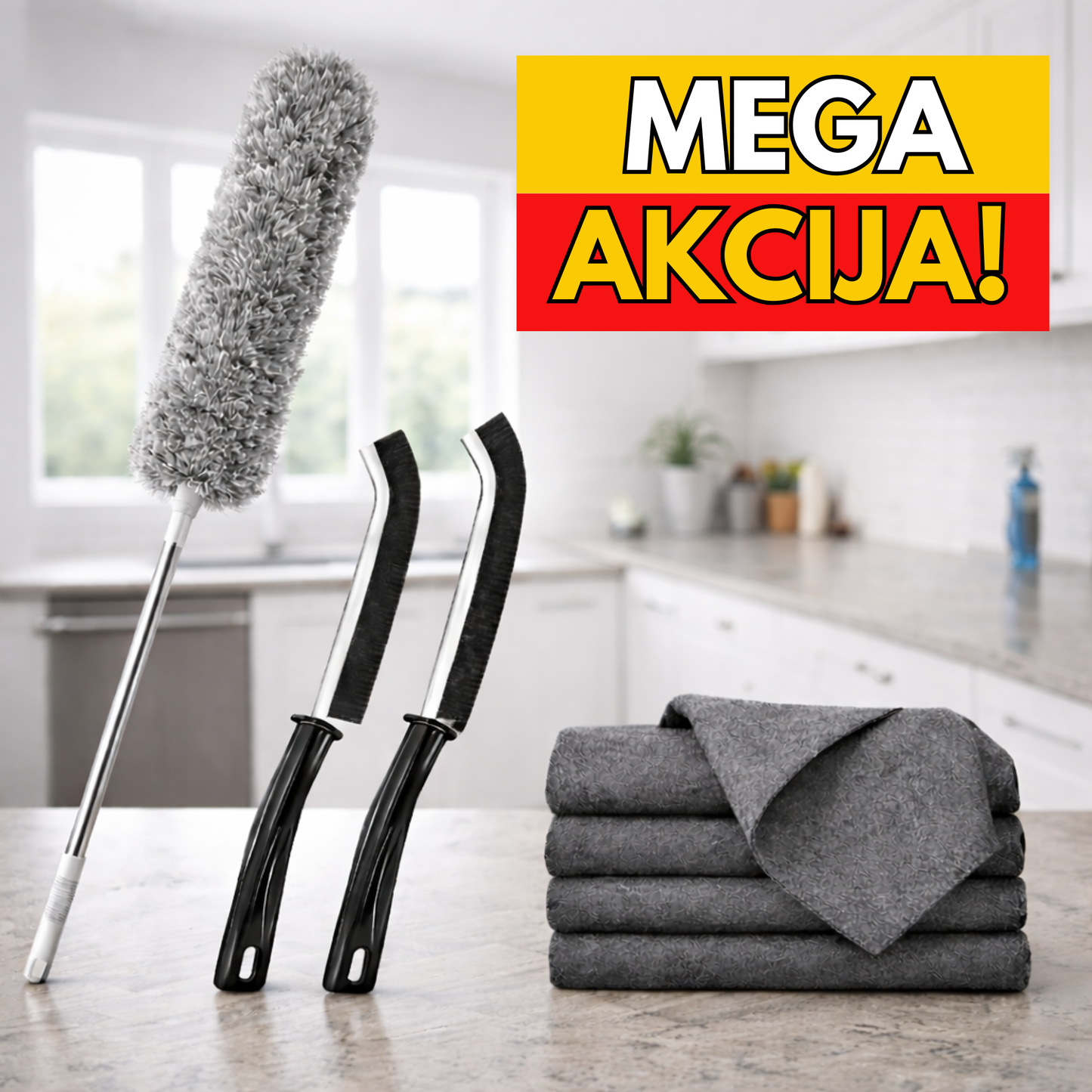 7 U 1 SET ZA ČIŠČENJE(za paučinu,prozore,stakla i nepristupačne uglove)