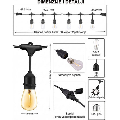 LED dekorativne spoljne sijalice 5m (10 sijalica)